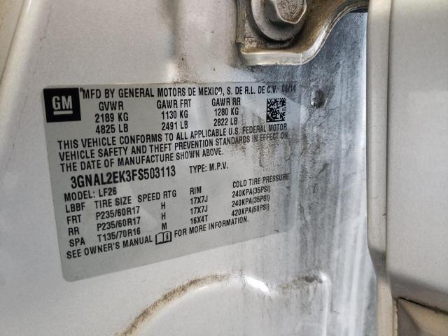 3GNAL2EK3FS503113 - 2015 CHEVROLET CAPTIVA LS 银色 照片 12