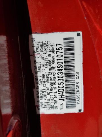 JH4DC53034S010757 - 2004 ACURA RSX TYPE-S RED photo 12
