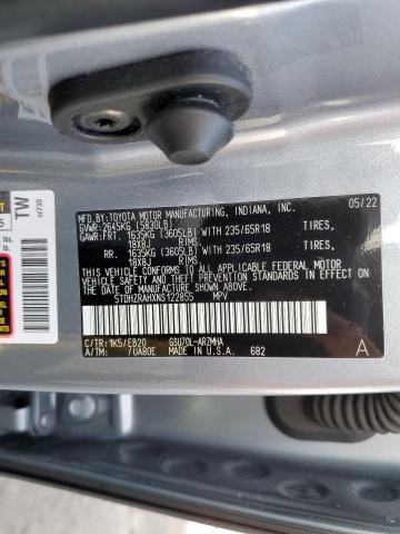 5TDHZRAHXNS122855 - 2022 TOYOTA HIGHLANDER XLE أزرق صورة 13