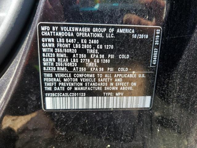 1V25C2CA2LC201123 - 2020 VOLKSWAGEN ATLAS CROS SE BLACK photo 14