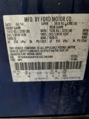 1FM5K8ARXEGC38380 - 2014 FORD EXPLORER POLICE INTERCEPTOR 蓝色 照片 13