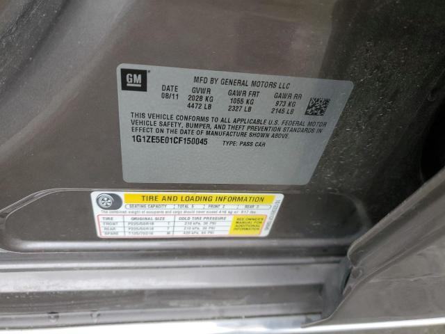 1G1ZE5E01CF150045 - 2012 CHEVROLET MALIBU LTZ ნაცრისფერი ფოტო 12