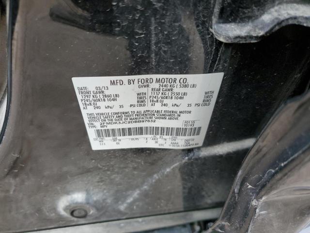 2FMDK3JC2DBB97632 - 2013 FORD EDGE SEL BLACK photo 12