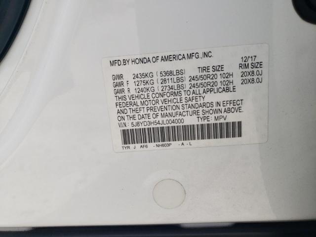 5J8YD3H54JL004000 - 2018 ACURA MDX TECHNOLOGY 白色 照片 13