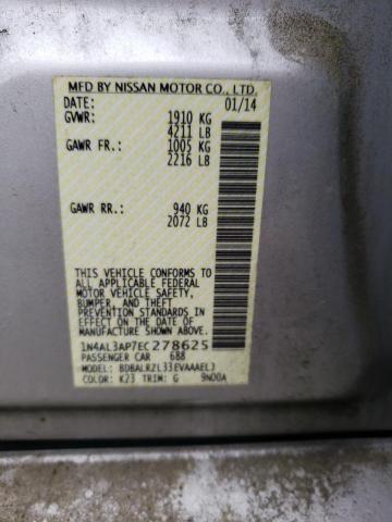 1N4AL3AP7EC278625 - 2014 NISSAN ALTIMA 2.5 SILVER photo 12