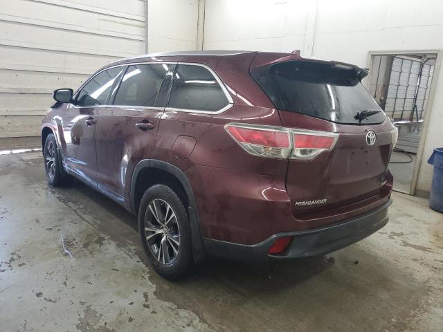 5TDJKRFH9GS331165 - 2016 TOYOTA HIGHLANDER XLE BURGUNDY photo 2