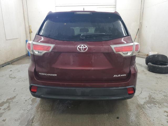 5TDJKRFH9GS331165 - 2016 TOYOTA HIGHLANDER XLE BURGUNDY photo 6