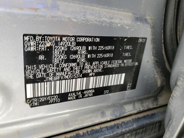 JTME6RFV7MD515314 - 2021 TOYOTA RAV4 XSE GRAY photo 10