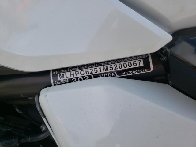 MLHPC6251M5200067 - 2021 HONDA CBR500 RA WHITE photo 10