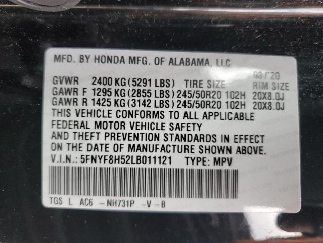 5FNYF8H52LB011121 - 2020 HONDA PASSPORT EXL Siyah fotoğraf 13