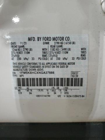 1FM5K8HCXNGA37886 - 2022 FORD EXPLORER PLATINUM WHITE photo 14