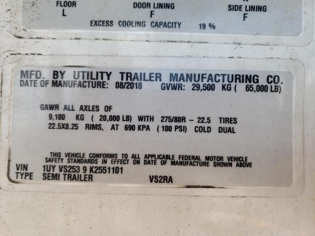 1UYVS2539K2551101 - 2019 UTILITY TRAILER WHITE photo 10