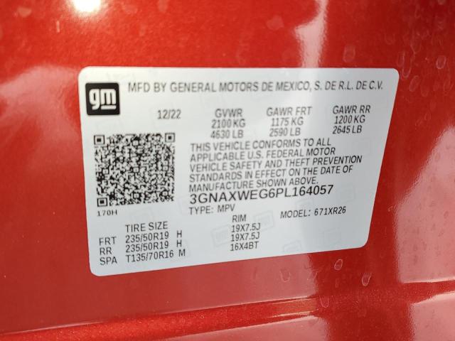 3GNAXWEG6PL164057 - 2023 CHEVROLET EQUINOX RS RED photo 13