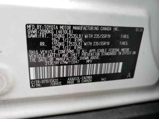 2T3C1RFV7MW113947 - 2021 TOYOTA RAV4 XLE PREMIUM WHITE photo 13