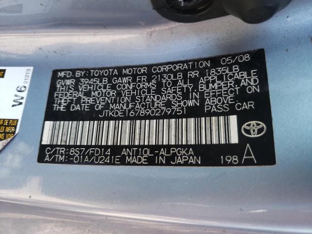 JTKDE167890279751 - 2009 TOYOTA SCION TC Mavi foto 10