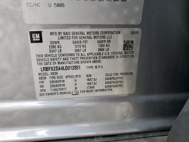 LRBFX2SA4LD012851 - 2020 BUICK ENVISION ESSENCE GRAY photo 13