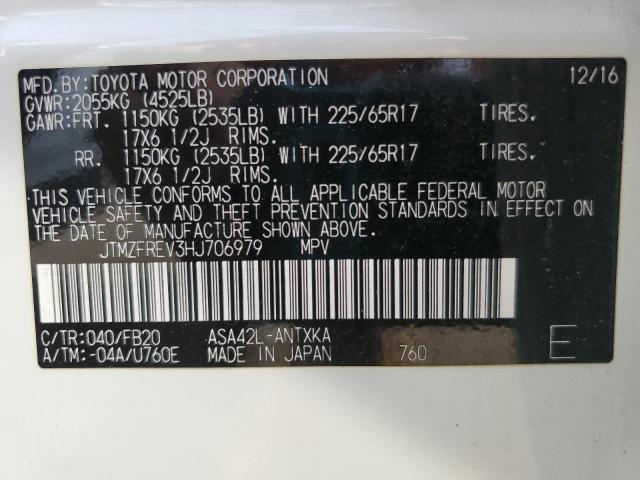 JTMZFREV3HJ706979 - 2017 TOYOTA RAV4 LE 白色 照片 14