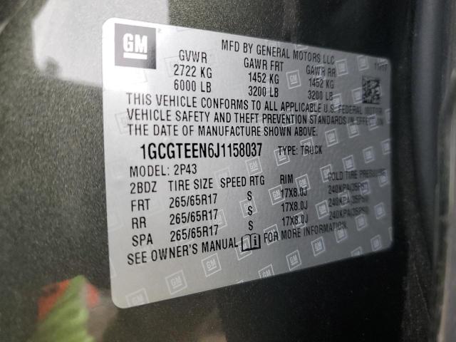 1GCGTEEN6J1158037 - 2018 CHEVROLET COLORADO ZR2 GREEN photo 13