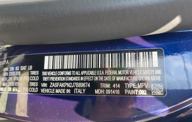 ZASFAKPN2J7B89674 - 2018 ALFA ROMEO STELVIO SPORT Blau Foto 10