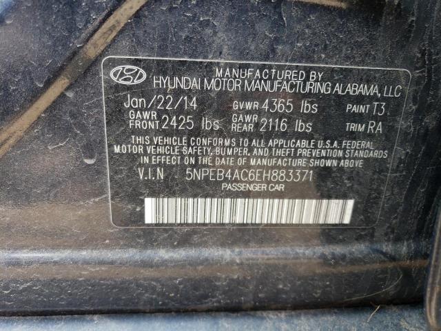 5NPEB4AC6EH883371 - 2014 HYUNDAI SONATA GLS BLUE photo 12