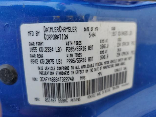 3C4FY48B34T322740 - 2004 CHRYSLER PT CRUISER BLUE photo 13