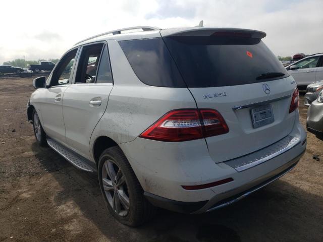 4JGDA5HB1CA042267 - 2012 MERCEDES-BENZ ML 350 4MATIC WHITE photo 2