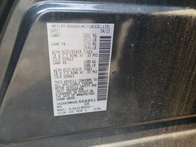 5N1AR2MMXDC668861 - 2013 NISSAN PATHFINDER S GRAY photo 13