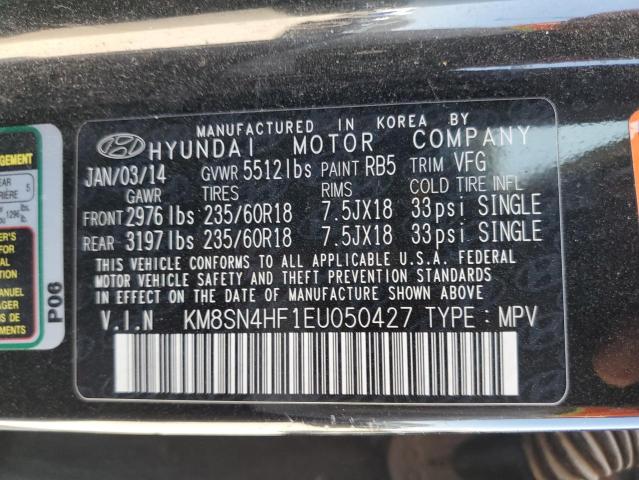 KM8SN4HF1EU050427 - 2014 HYUNDAI SANTA FE GLS BLACK photo 12