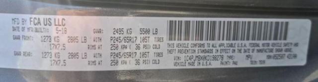 1C4PJMBX0KD198278 - 2019 JEEP CHEROKEE TRAILHAWK GRAY photo 10