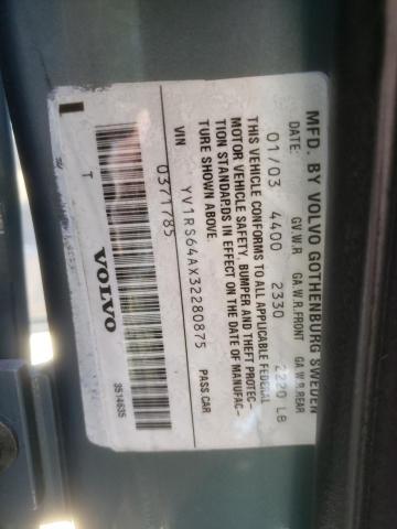 YV1RS64AX32280875 - 2003 VOLVO S60 BLUE photo 12