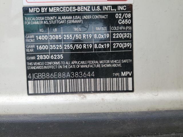 4JGBB86E88A383644 - 2008 MERCEDES-BENZ ML 350 WHITE photo 13