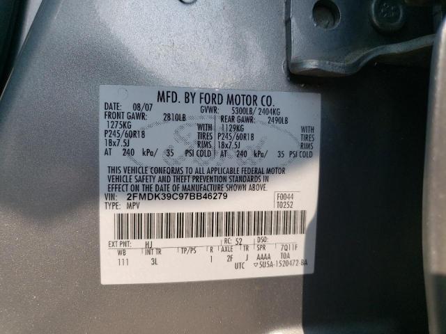 2FMDK39C97BB46279 - 2007 FORD EDGE SEL PLUS GRAY photo 13