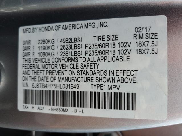 5J8TB4H75HL031949 - 2017 ACURA RDX ADVANCE SILVER photo 13