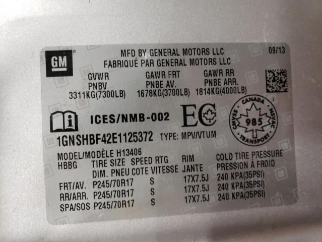 1GNSHBF42E1125372 - 2014 CHEVROLET EXPRESS G1 LS ვერცხლისფერი ფოტო 14