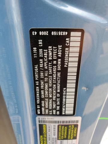 WVWFA71F89V018474 - 2009 VOLKSWAGEN EOS LUX BLUE photo 12