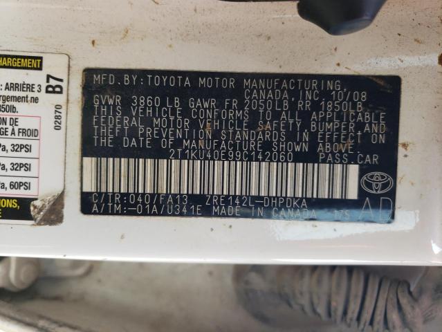 2T1KU40E99C142060 - 2009 TOYOTA MATRIX WHITE photo 13