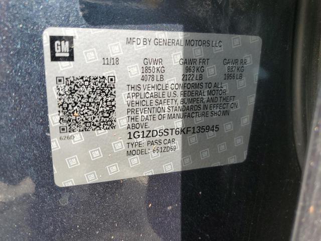 1G1ZD5ST6KF135945 - 2019 CHEVROLET MALIBU LT GRAY photo 12