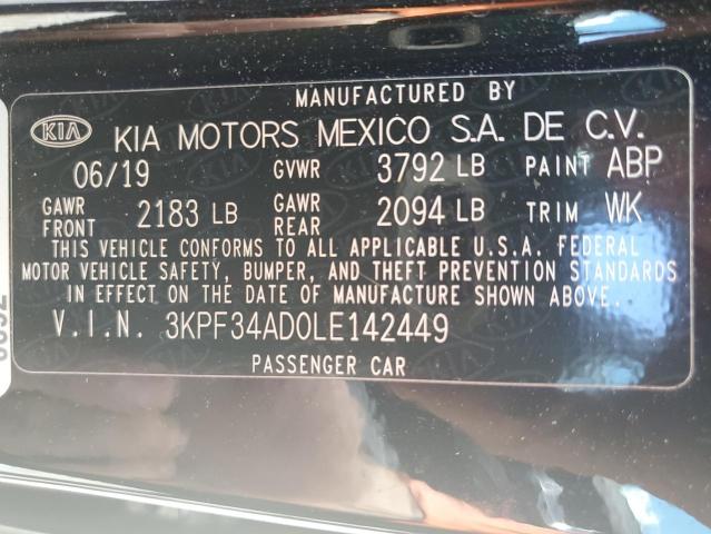 3KPF34AD0LE142449 - 2020 KIA FORTE GT LINE BLACK photo 13