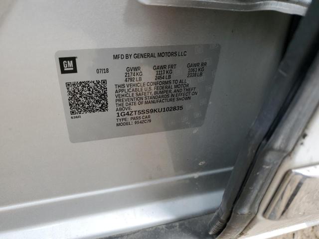 1G4ZT5SS9KU102835 - 2019 BUICK LACROSSE PREMIUM Srebrny zdjęcie 12