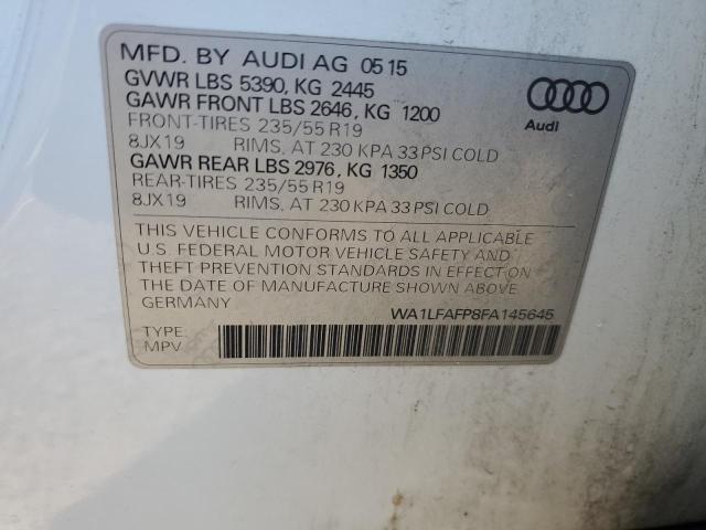 WA1LFAFP8FA145645 - 2015 AUDI Q5 PREMIUM PLUS WHITE photo 13