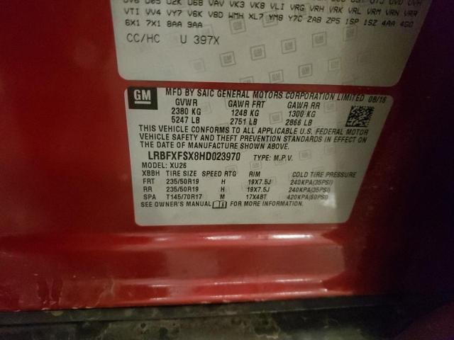 LRBFXFSX8HD023970 - 2017 BUICK ENVISION PREMIUM II Qırmızı foto 13