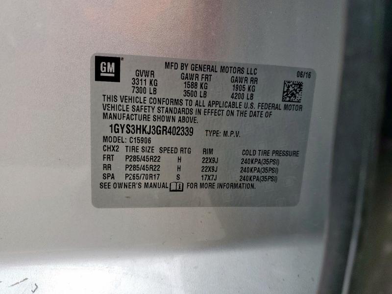 1GYS3HKJ3GR402339 - 2016 CADILLAC ESCALADE ESV LUXURY 银色 照片 13