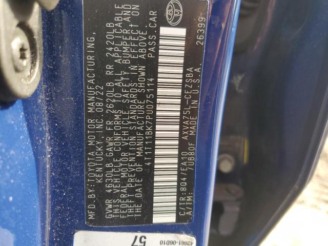 4T1T11BK7PU075114 - 2023 TOYOTA CAMRY SE NIGHT SHADE BLUE photo 12