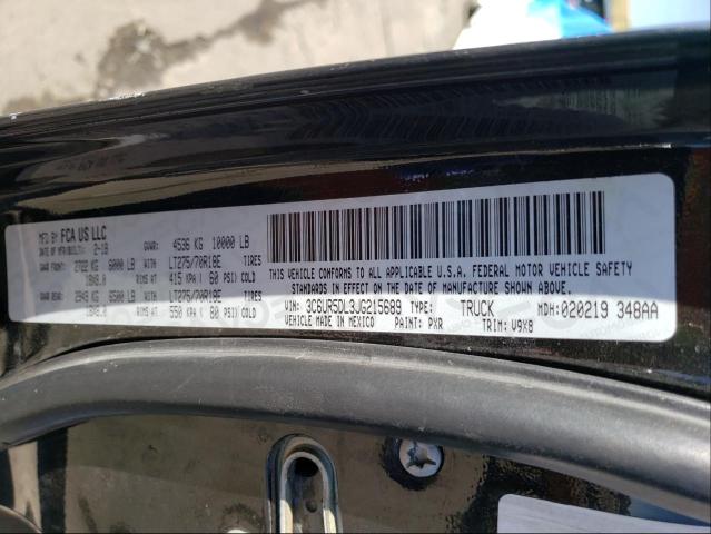 3C6UR5DL3JG215689 - 2018 RAM 2500 SLT შავი ფოტო 10