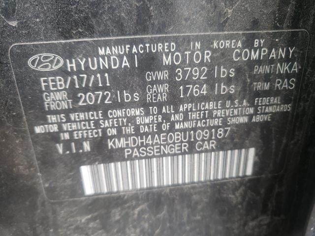 KMHDH4AE0BU109187 - 2011 HYUNDAI ELANTRA GLS BLACK photo 10