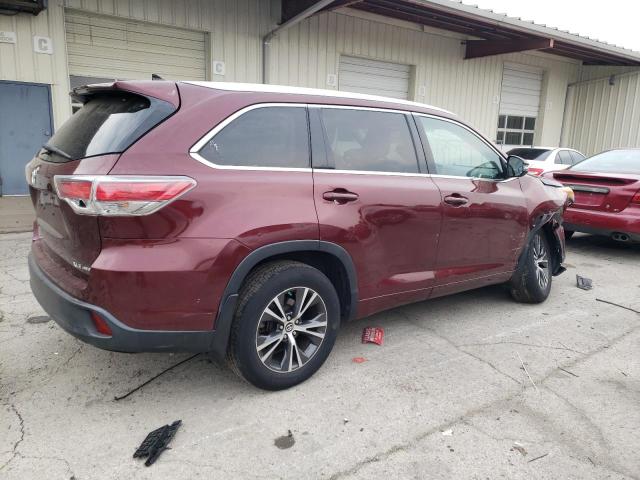 5TDJKRFH0GS324279 - 2016 TOYOTA HIGHLANDER XLE Bordo foto 3