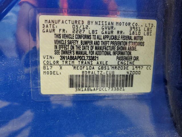 3N1AB6AP0CL733821 - 2012 NISSAN SENTRA 2.0 BLUE photo 13