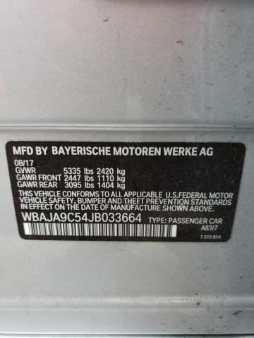 WBAJA9C54JB033664 - 2018 BMW 530E SILVER photo 13