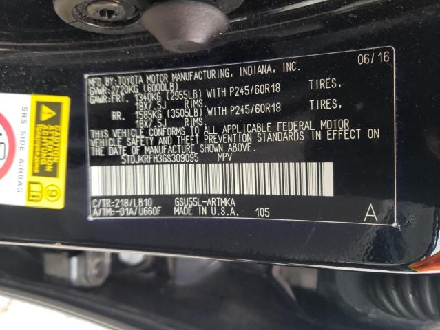 5TDJKRFH3GS309095 - 2016 TOYOTA HIGHLANDER XLE Qara foto 14