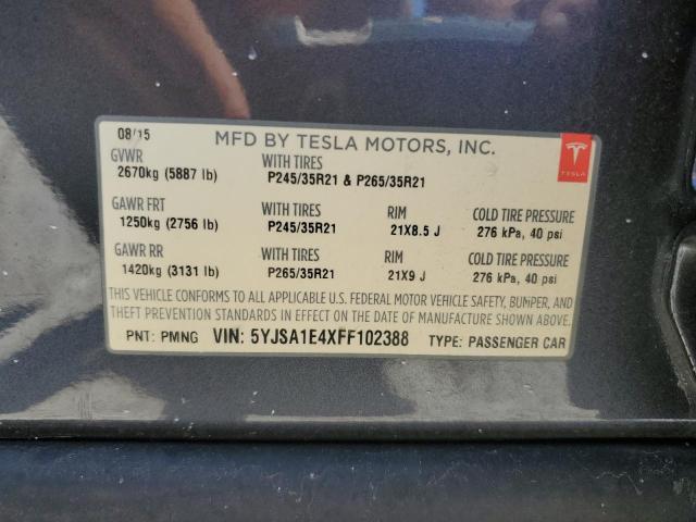 5YJSA1E4XFF102388 - 2015 TESLA MODEL S Qara foto 12
